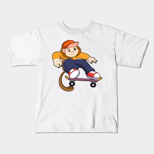 Monkey as Skater with Skateboard Kids T-Shirt